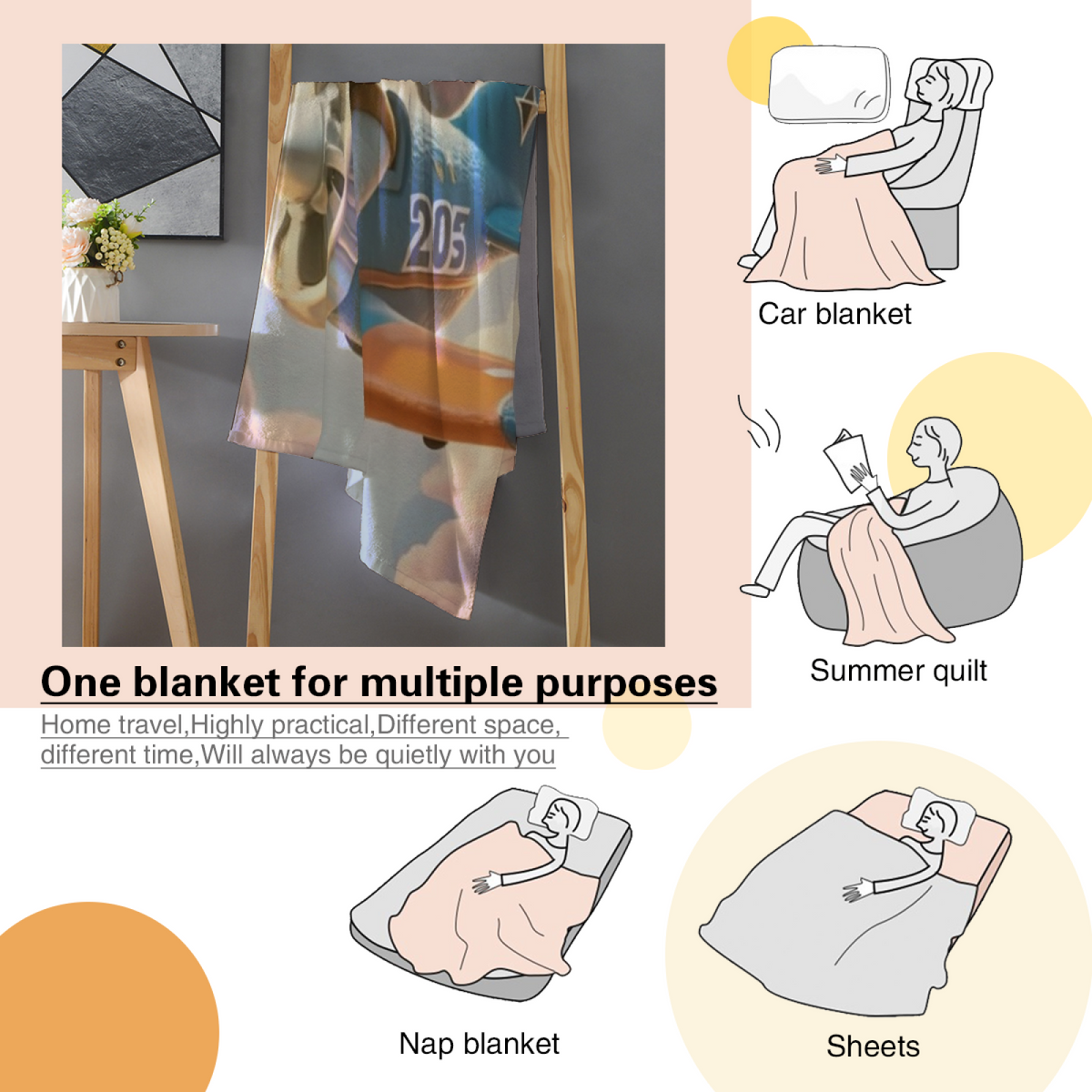 Kawaii Toybox Doodle Cozy Flannel Bed Blanket