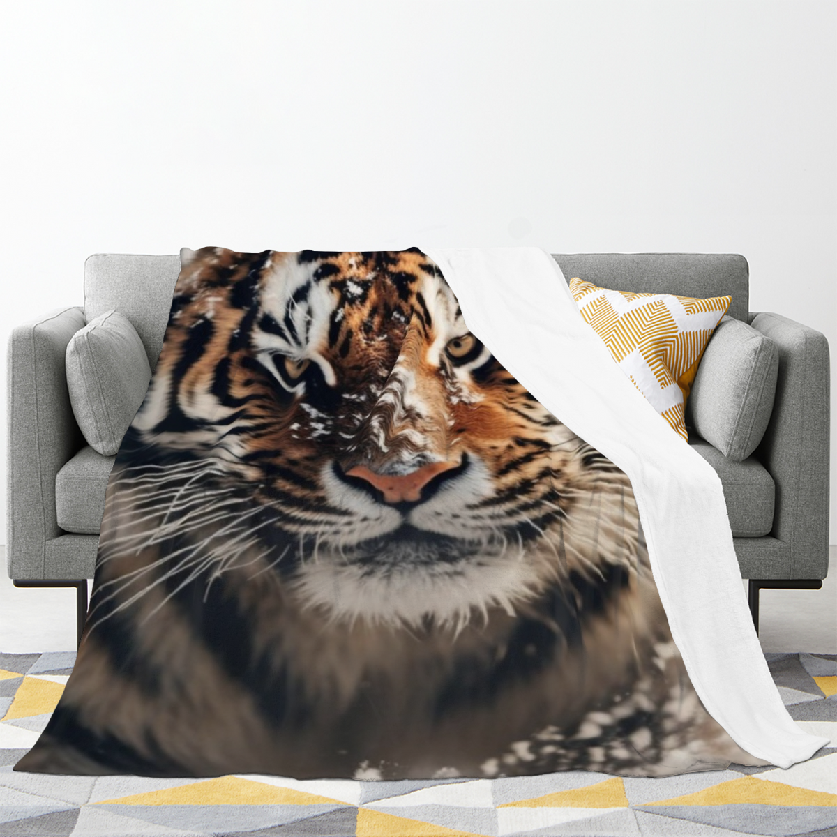Ember Haven Soft Neutral Retro Lightweight Flannel Throw