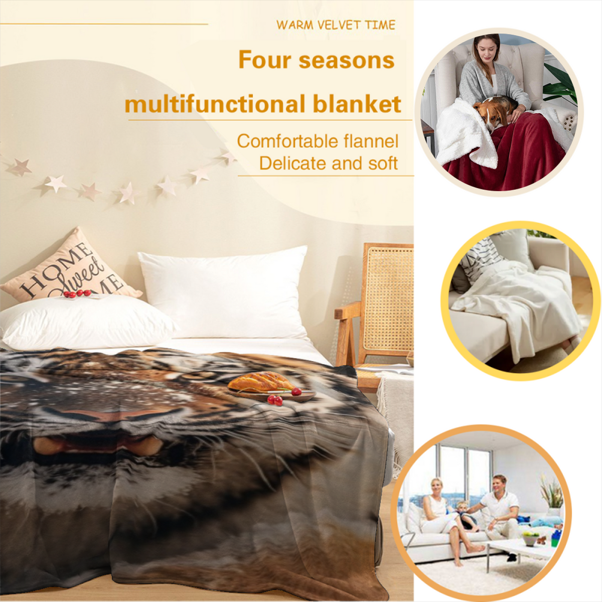 Soft Minimalist Plush Flannel Throw ¨C Breezy Tapestry Collection