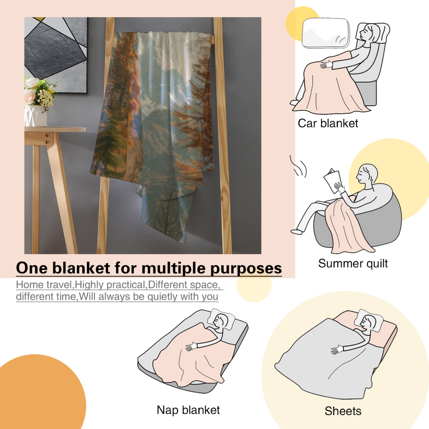 Colorful Abstract Art Throw Blanket ¨C Contemporary Printed Cozy Home Blanket