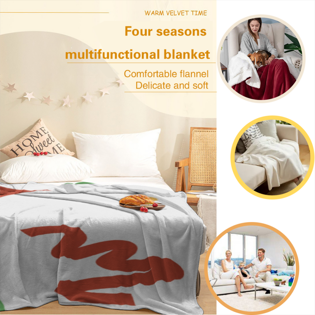 Gallery Color Block All-Season Flannel Blanket