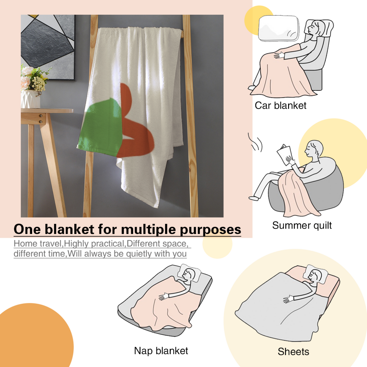Gallery Color Block All-Season Flannel Blanket