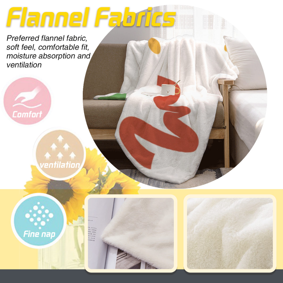 Gallery Color Block All-Season Flannel Blanket