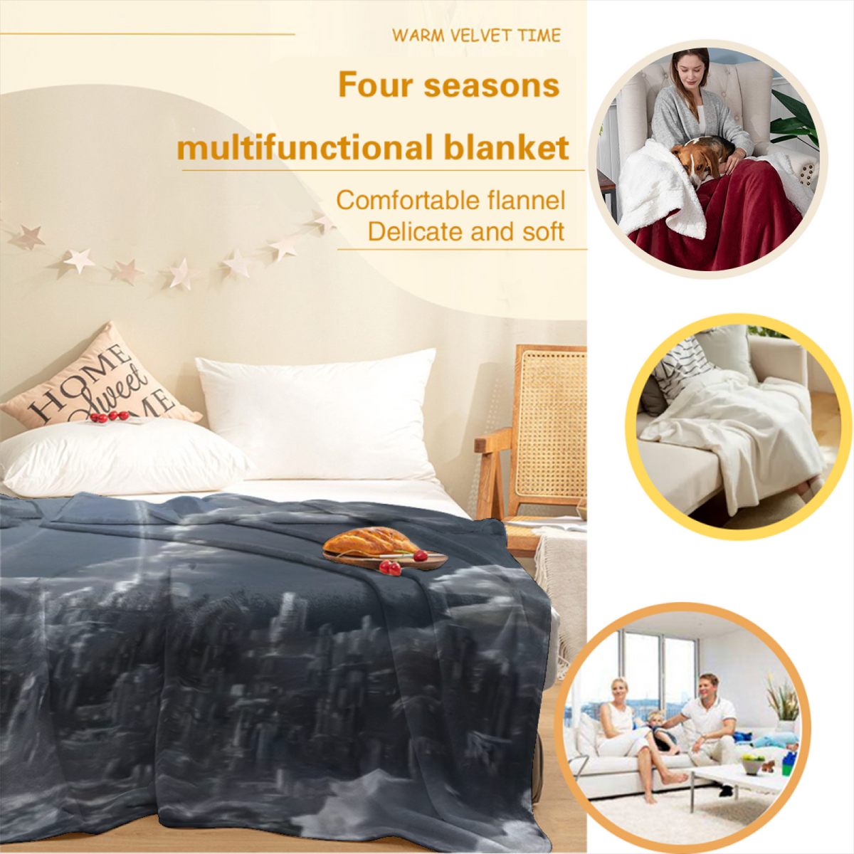 Burnished & Solstice Playful Graphic All-Season Flannel Blanket