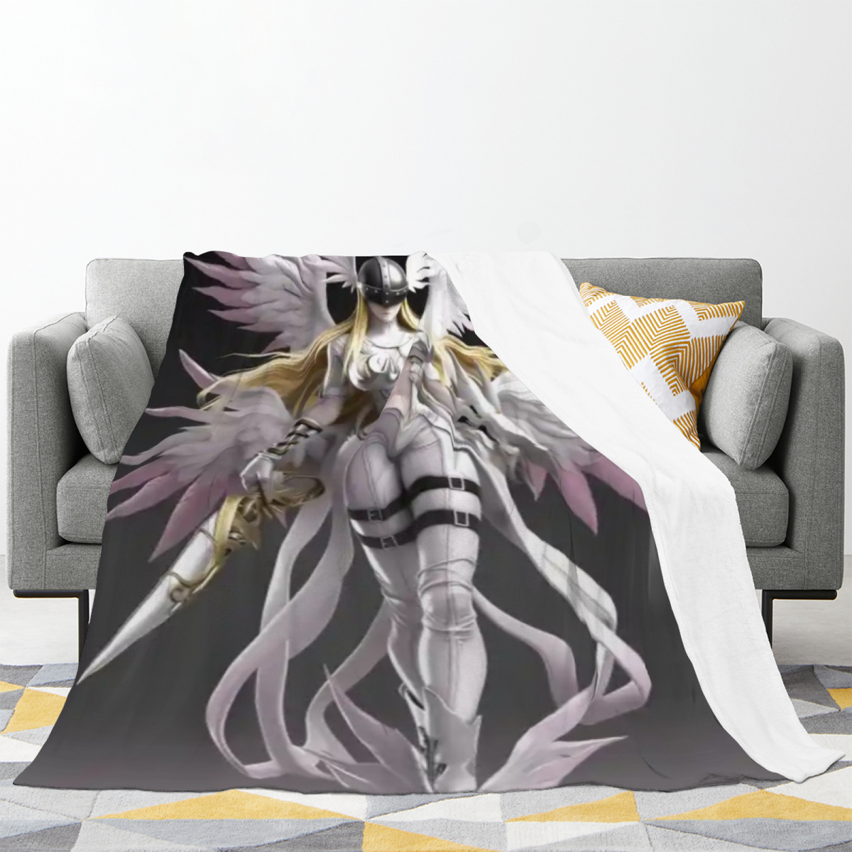 Oceanic Hearth Muted Sage Art Flannel Throw Blanket