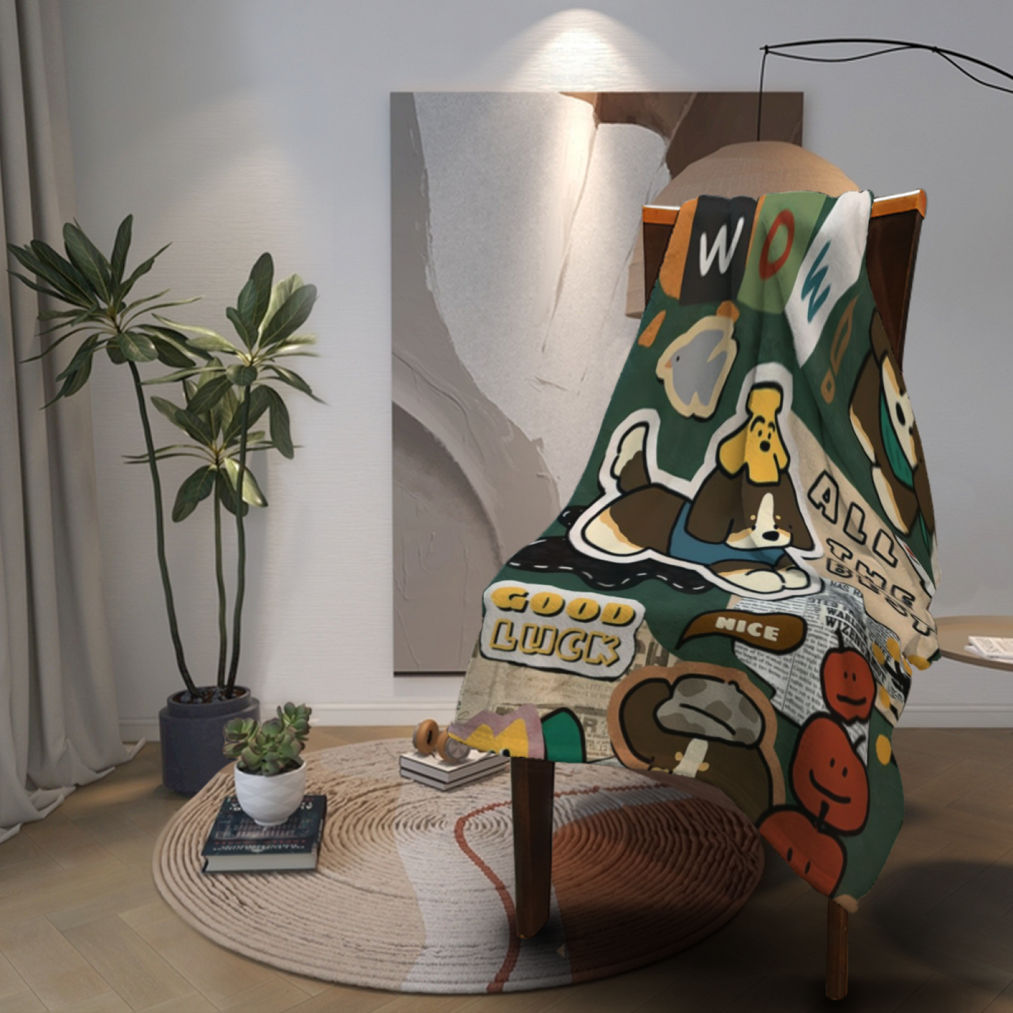 Contemporary Colorful Throw Blanket ¨C Modern Decorative Artistic Design