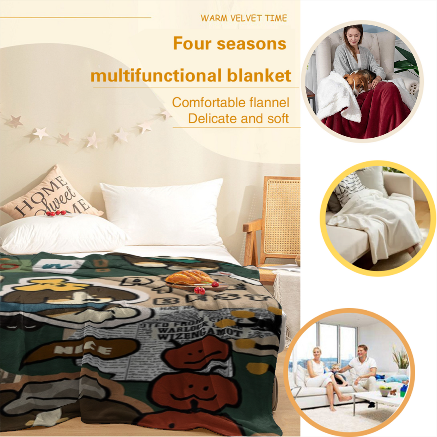 Contemporary Colorful Throw Blanket ¨C Modern Decorative Artistic Design