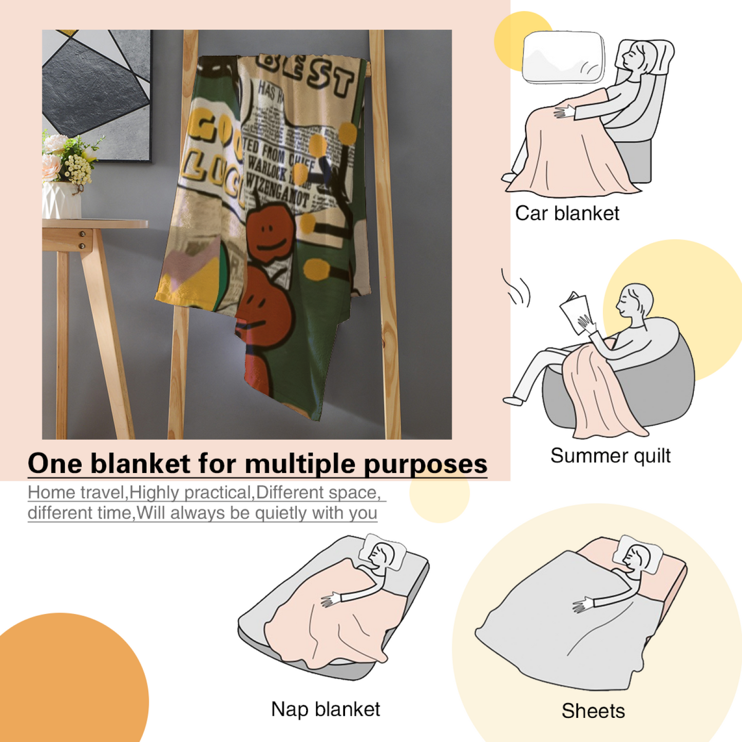 Contemporary Colorful Throw Blanket ¨C Modern Decorative Artistic Design