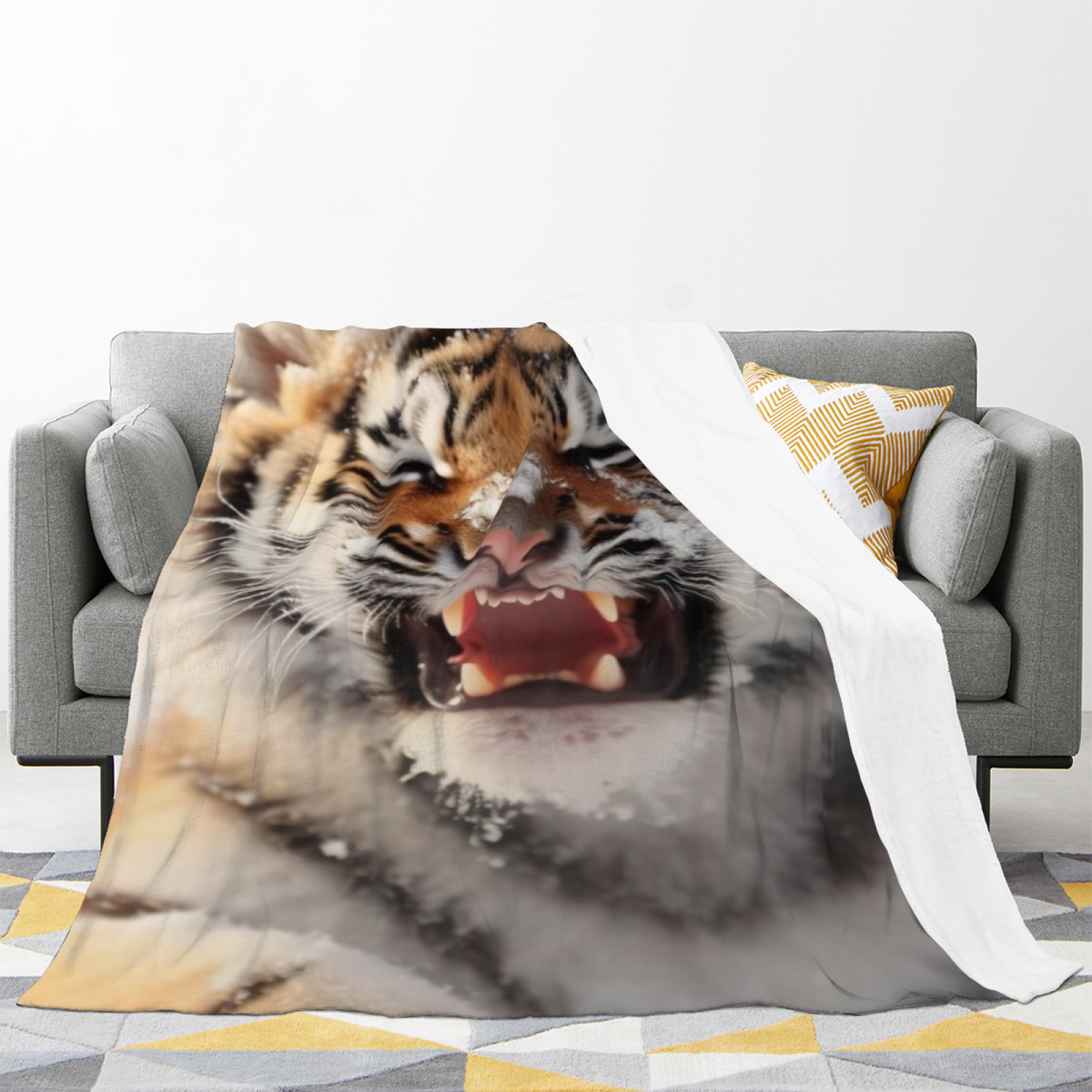 Golden Haven Statement Pattern Flannel Throw Blanket