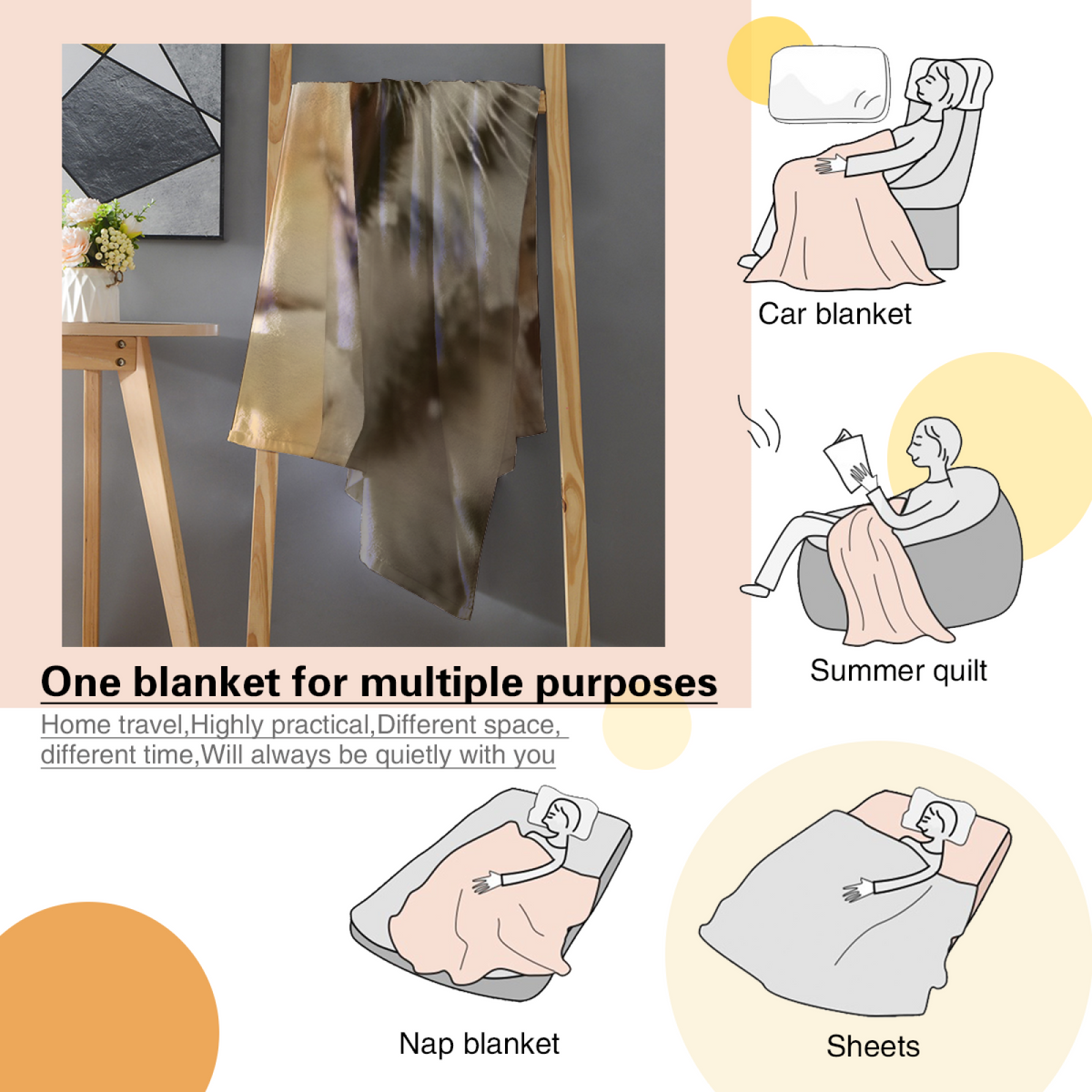 Golden Haven Statement Pattern Flannel Throw Blanket