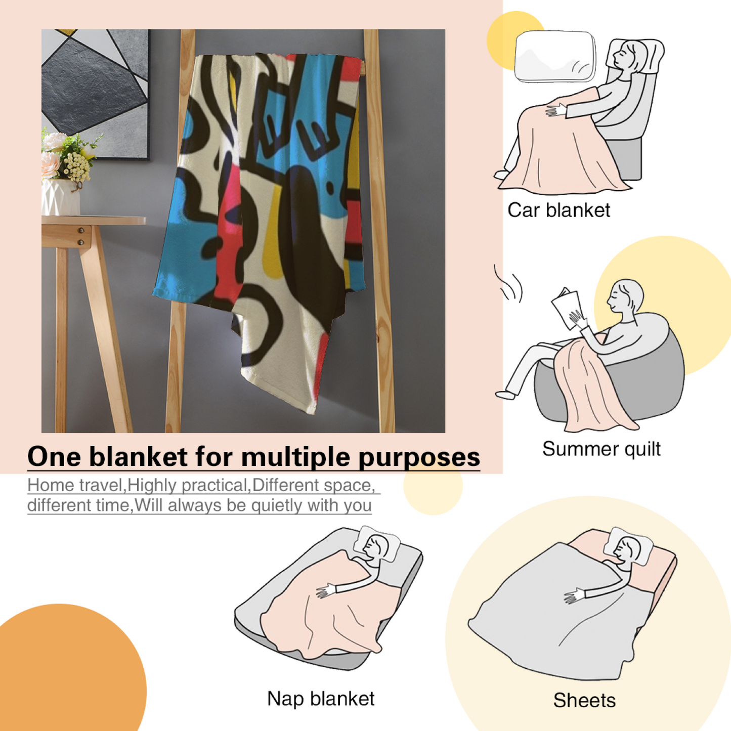 Modern Graphic Throw Blanket ¨C Decorative Printed Cozy Home Blanket