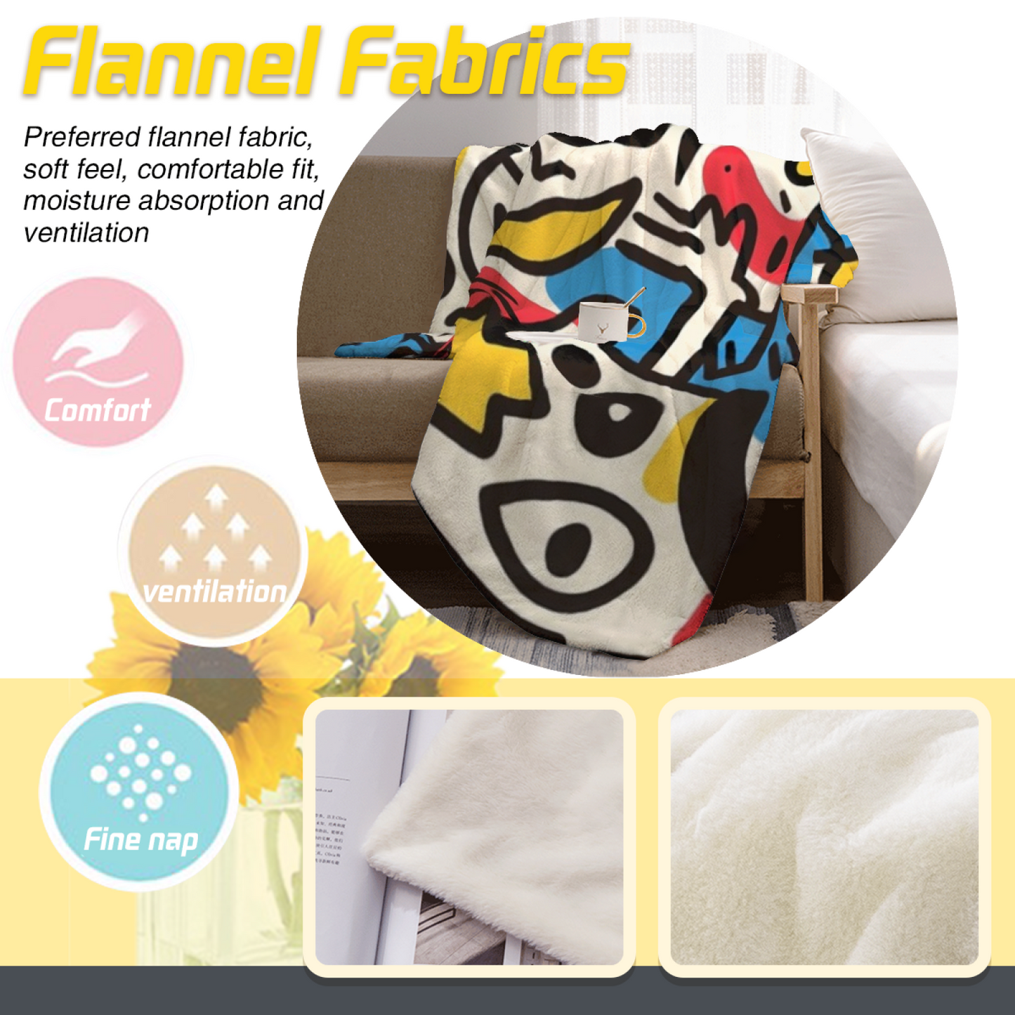 Modern Graphic Throw Blanket ¨C Decorative Printed Cozy Home Blanket