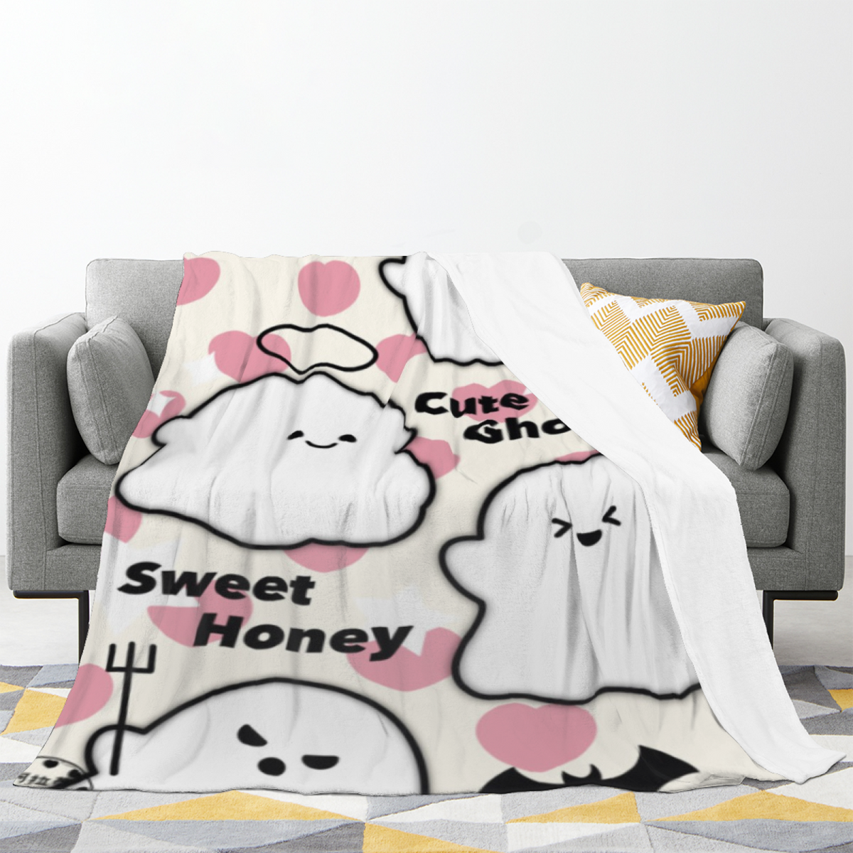 Silver Cascade Retro Pattern Plush Flannel Throw