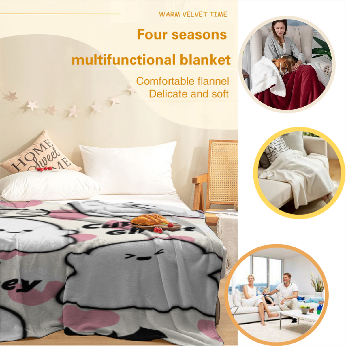Silver Cascade Retro Pattern Plush Flannel Throw