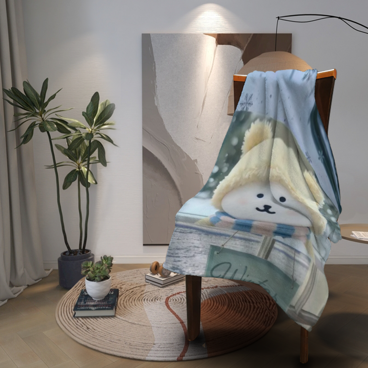 Electric Fable Muted Sage Art Decorative Flannel Blanket