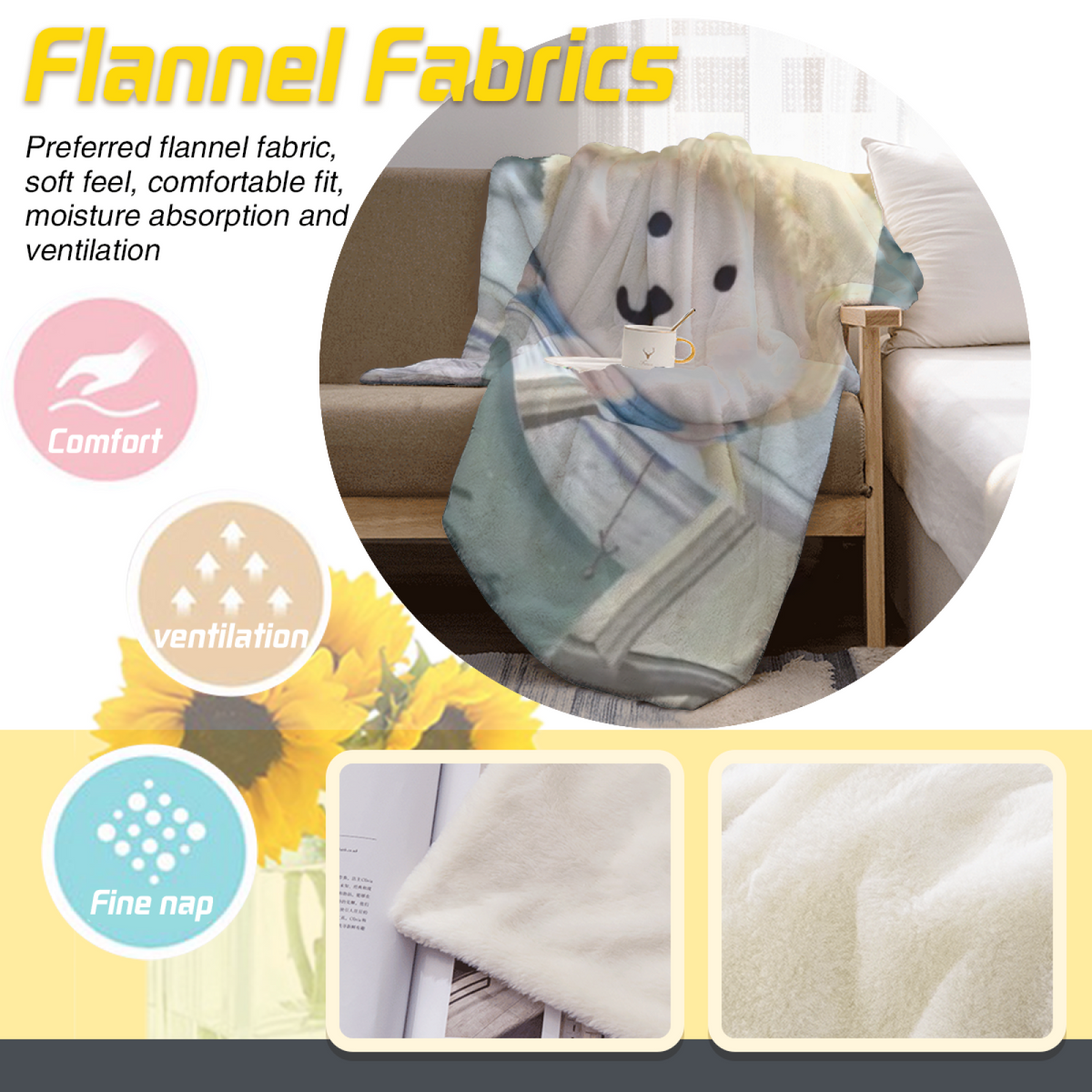 Electric Fable Muted Sage Art Decorative Flannel Blanket
