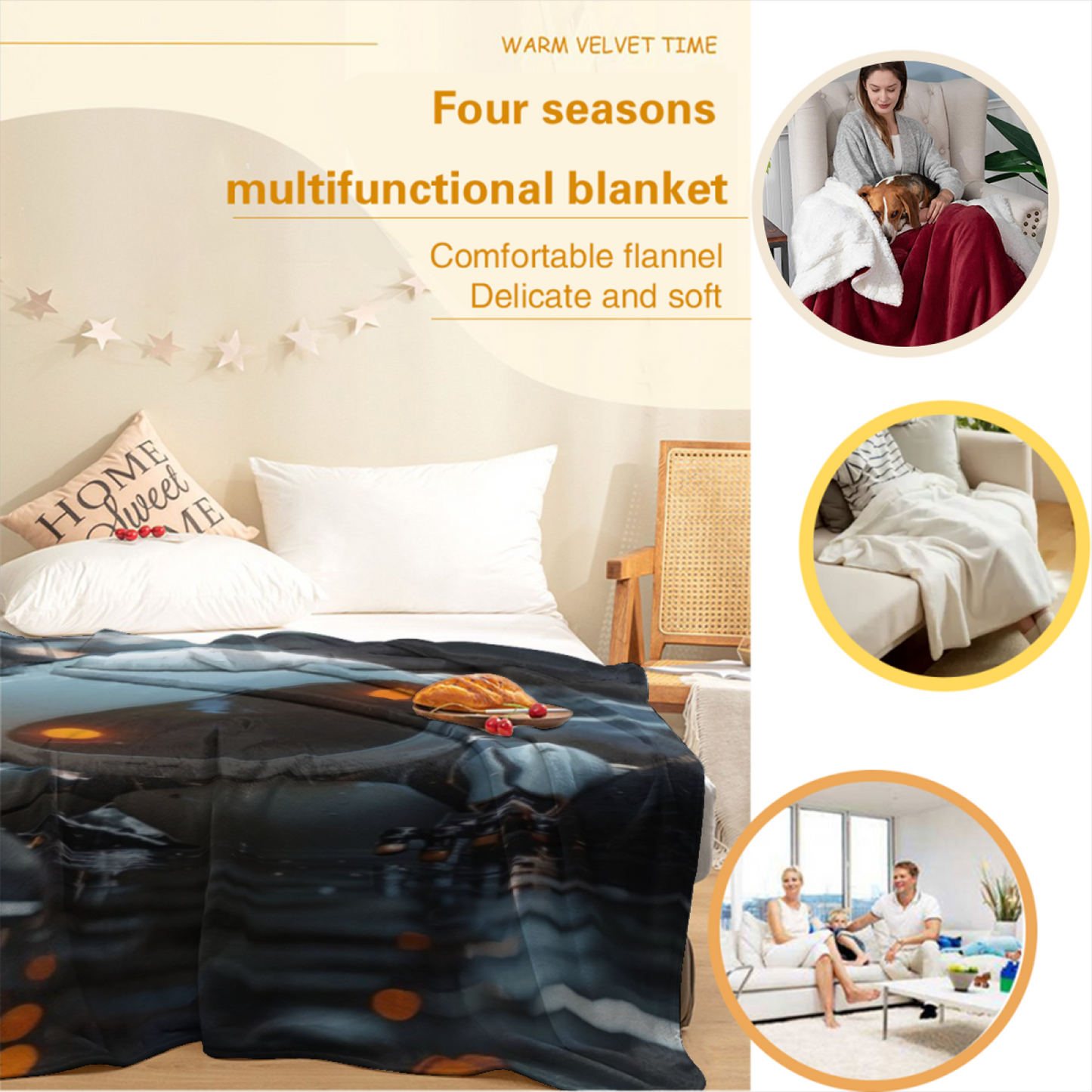 Cute Futuristic Robot Flannel Throw Blanket ¨C Sci-Fi Character in Water