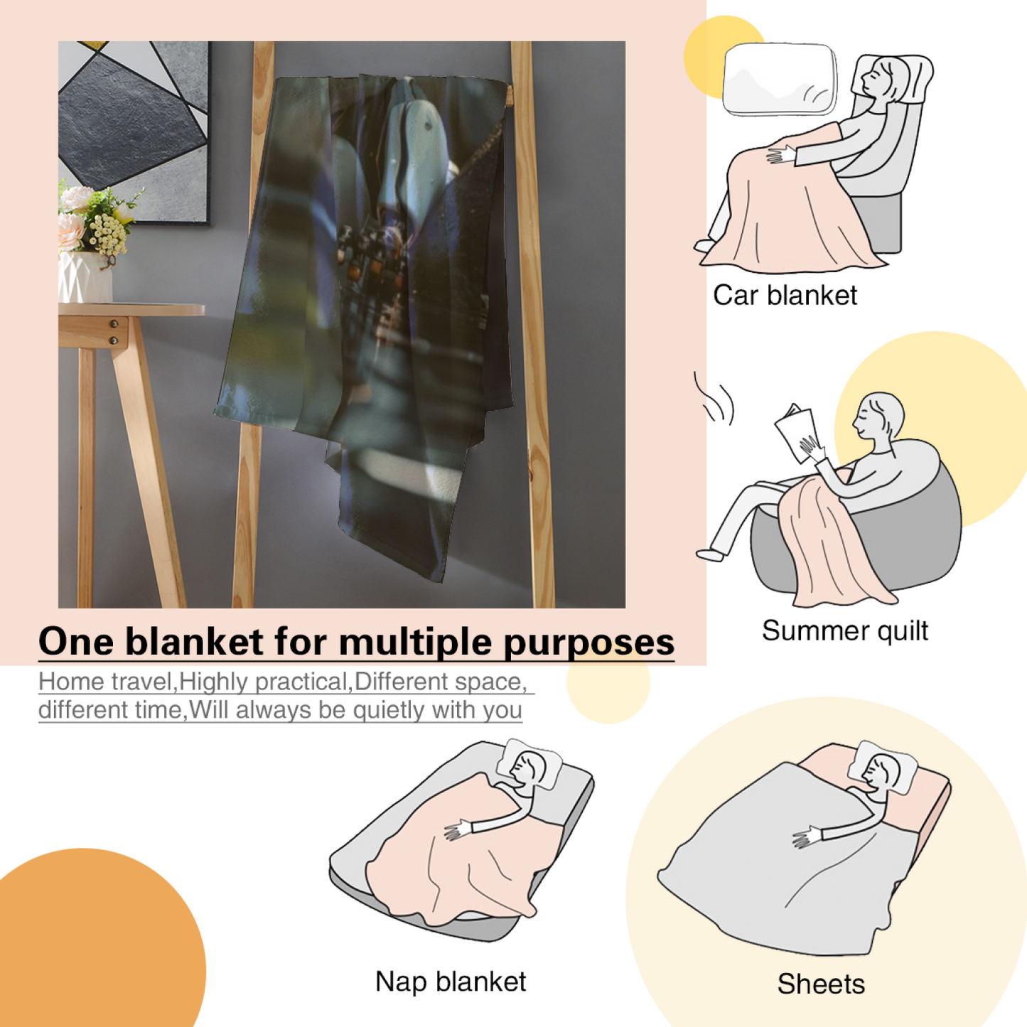 Cute Futuristic Robot Flannel Throw Blanket ¨C Sci-Fi Character in Water