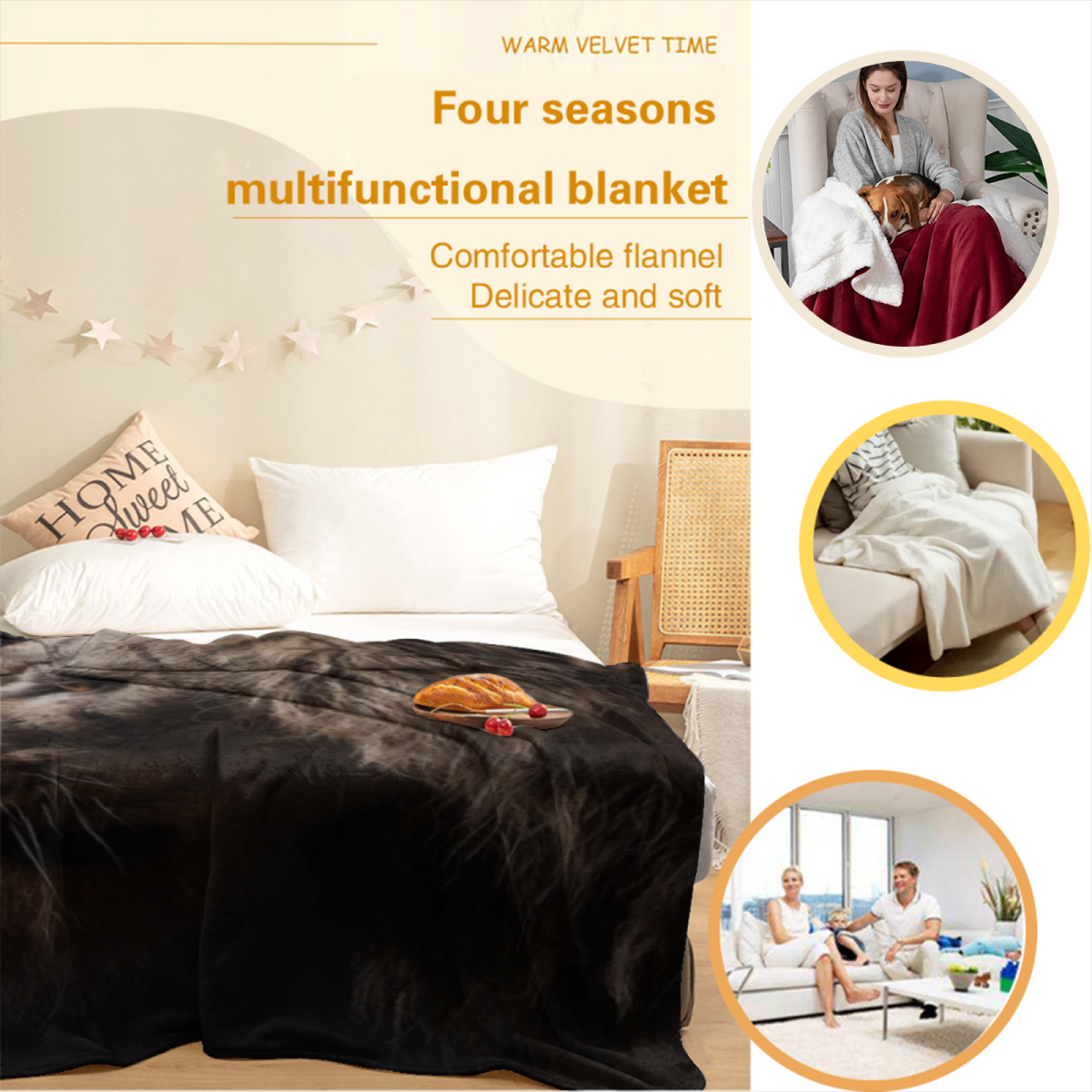 Soft Neutral Terracotta Whimsy Plush Flannel Throw