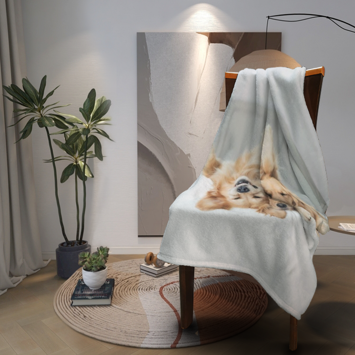 Moonlit Story Ivory Bohemian Cozy Flannel Bed Blanket