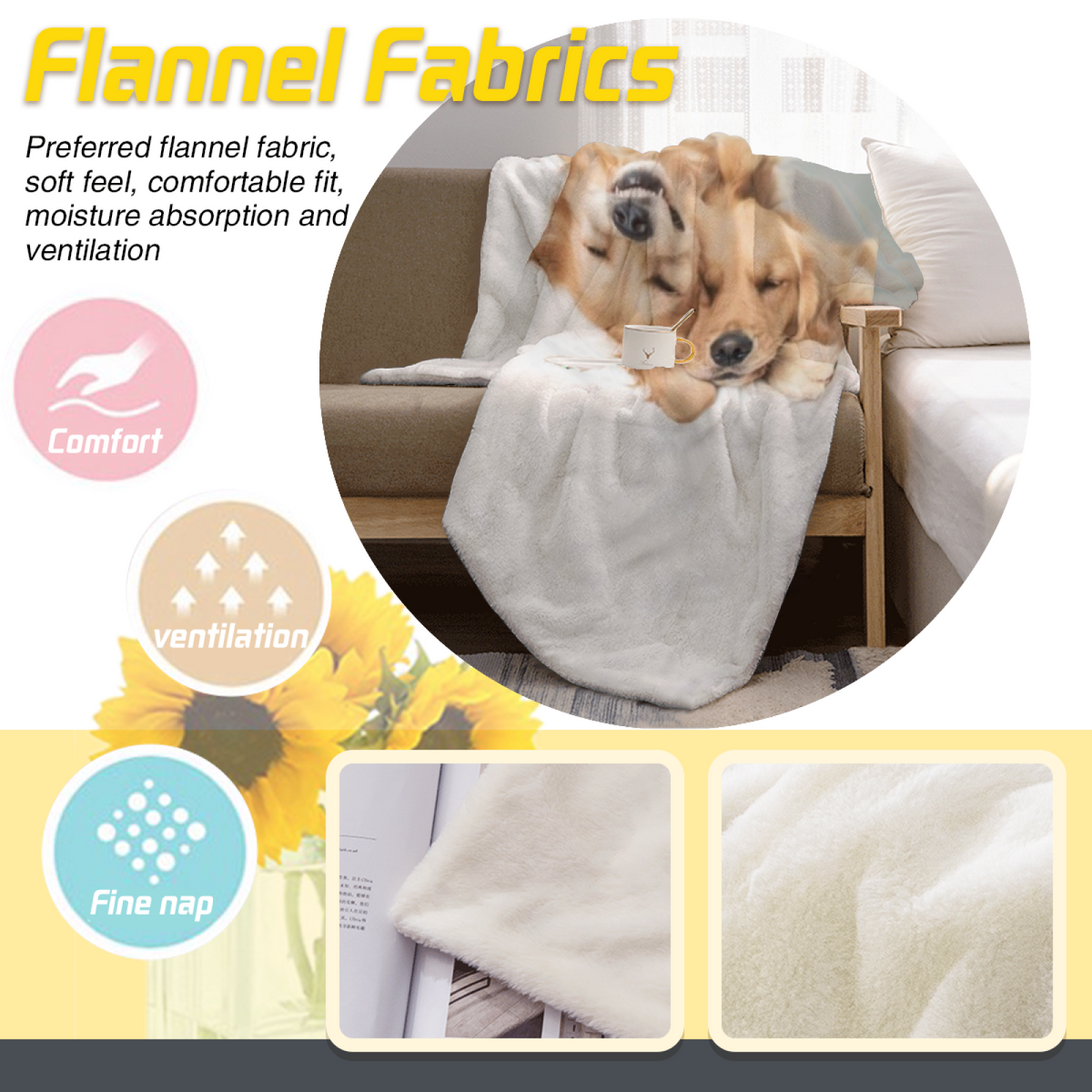 Moonlit Story Ivory Bohemian Cozy Flannel Bed Blanket