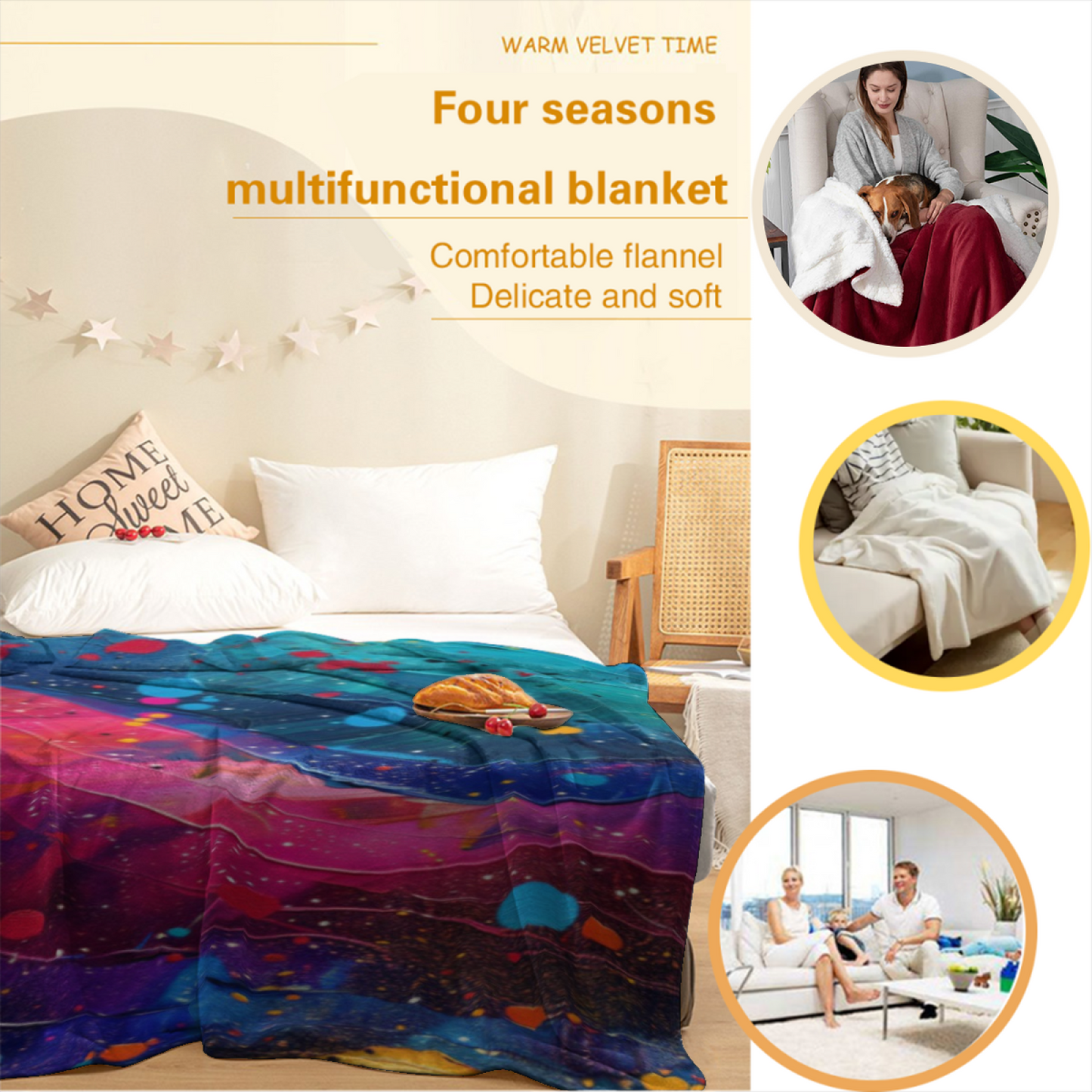 Artistic Graphic Throw Blanket ¨C Contemporary Printed Cozy Blanket