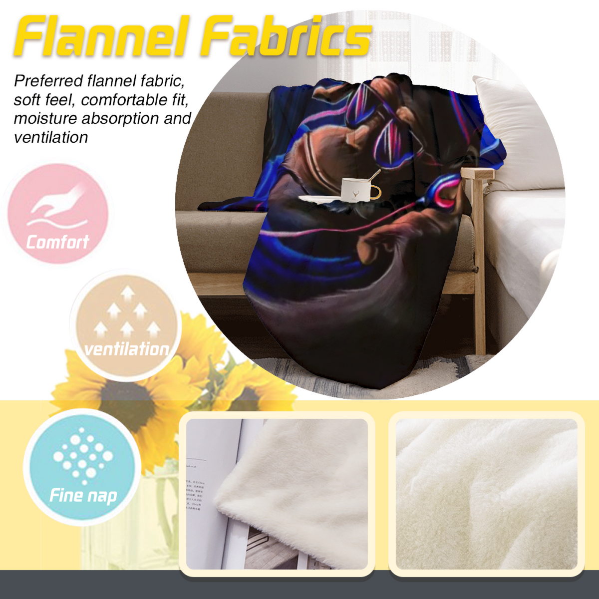 Celestial Atlas Inspired Cozy Flannel Bed Blanket ¨C Earthy Neutral Palette