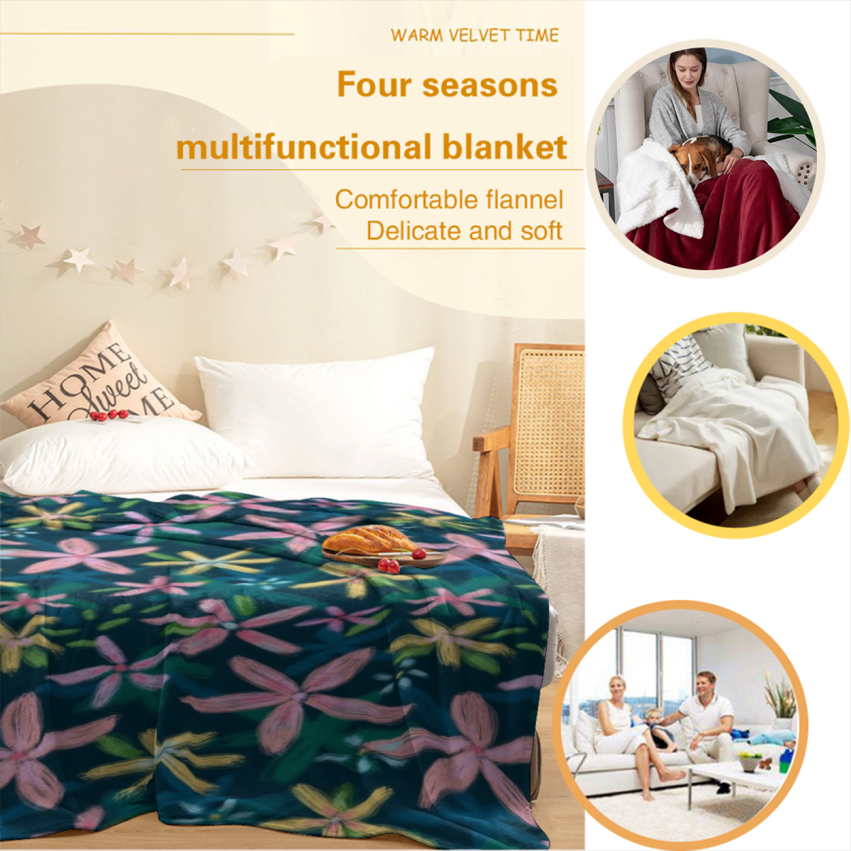 Evergreen Cove Inspired Cozy Flannel Bed Blanket ¨C Soft Neutral Palette