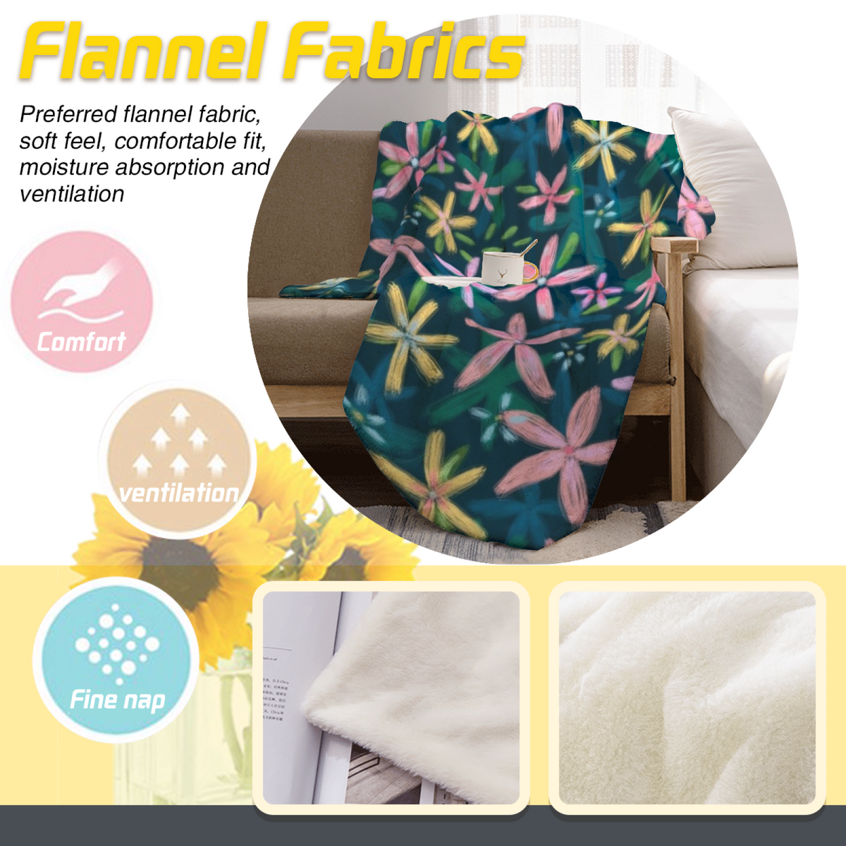 Evergreen Cove Inspired Cozy Flannel Bed Blanket ¨C Soft Neutral Palette
