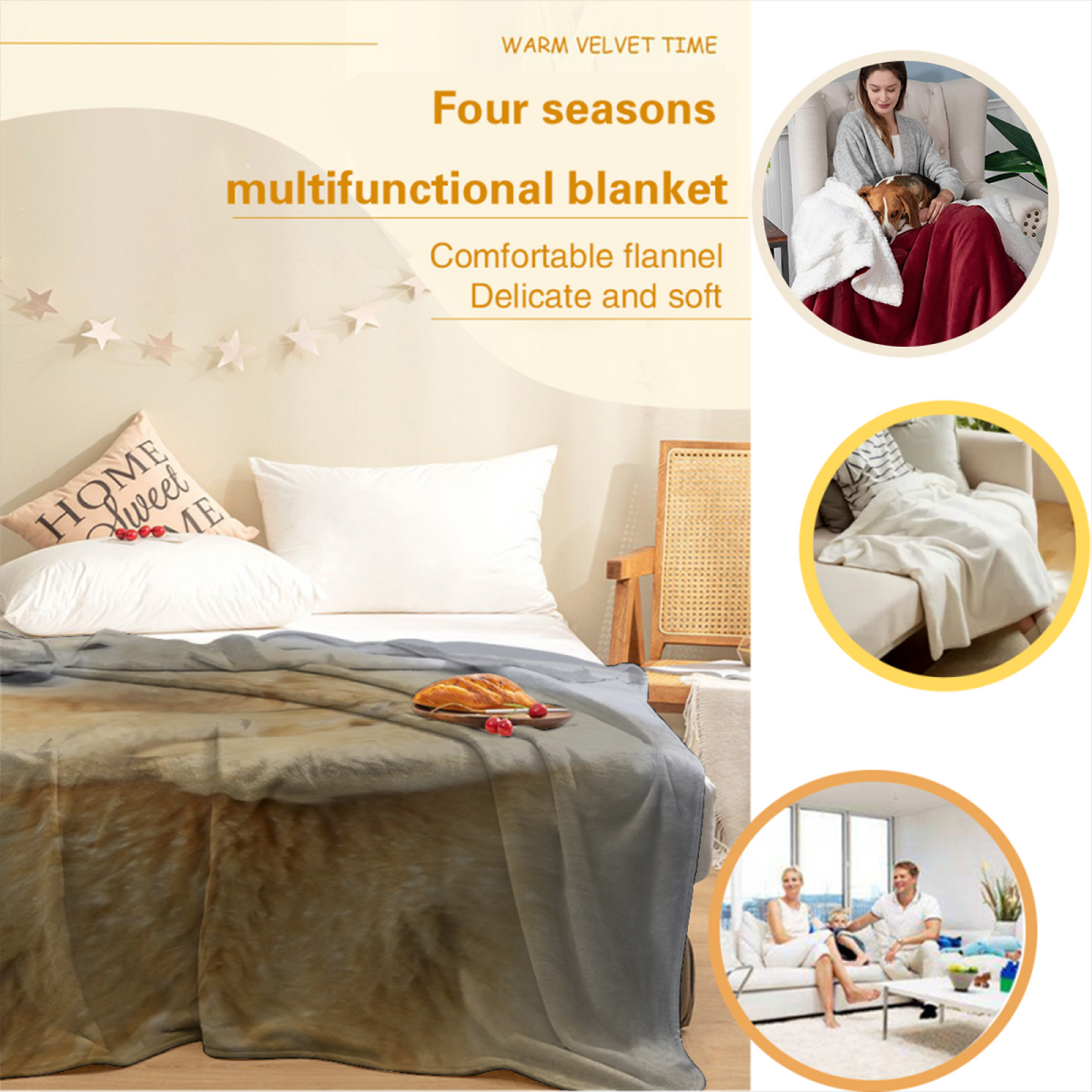 Pastel Multicolor Silver Tapestry All-Season Flannel Blanket