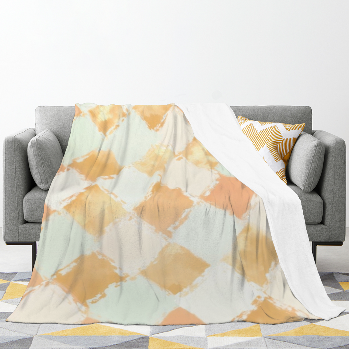 Frosted Arbor Inspired Flannel Sofa Throw ¨C Earthy Neutral Palette