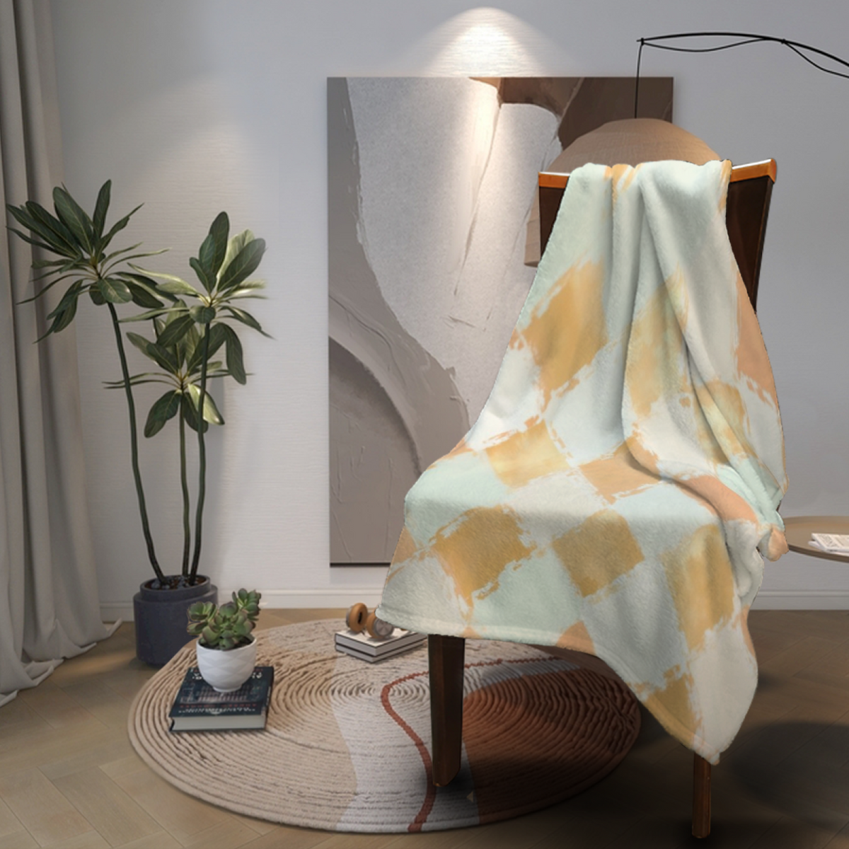 Frosted Arbor Inspired Flannel Sofa Throw ¨C Earthy Neutral Palette