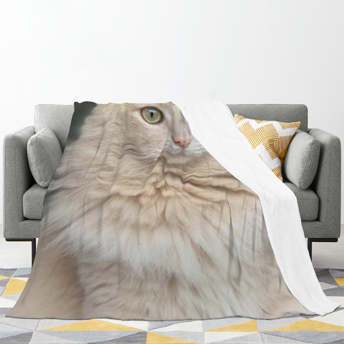 Contemporary Soft Neutral Cobalt Whimsy Lightweight Flannel Throw