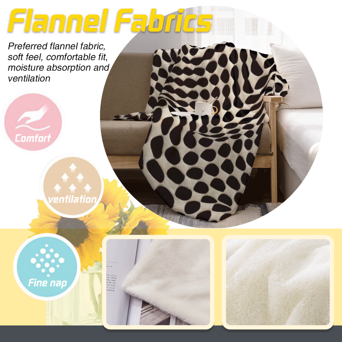 Soft Neutral Whimsical Decor Plush Flannel Throw ¨C Heather Rhapsody Edition