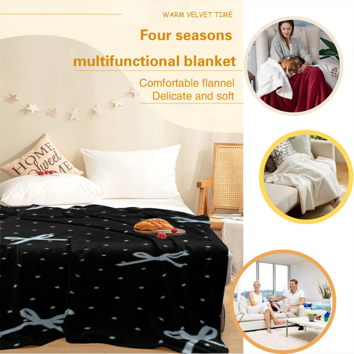 Cedar Meadow Soft Neutral Art Plush Flannel Throw