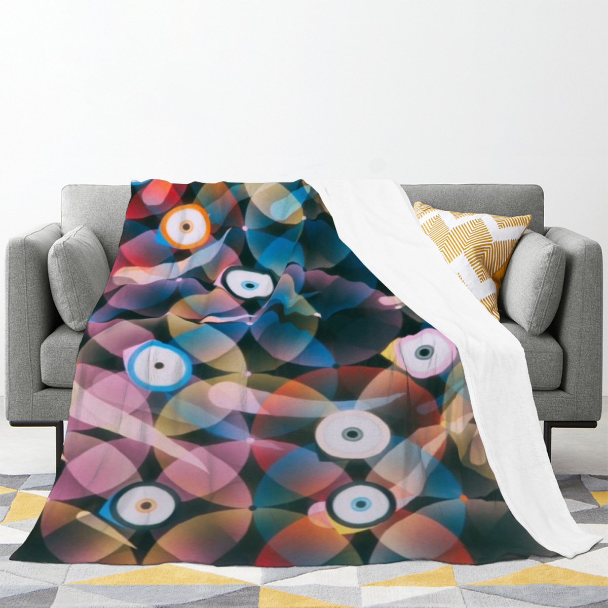 Prismatic Optical Circle Decorative Flannel Blanket