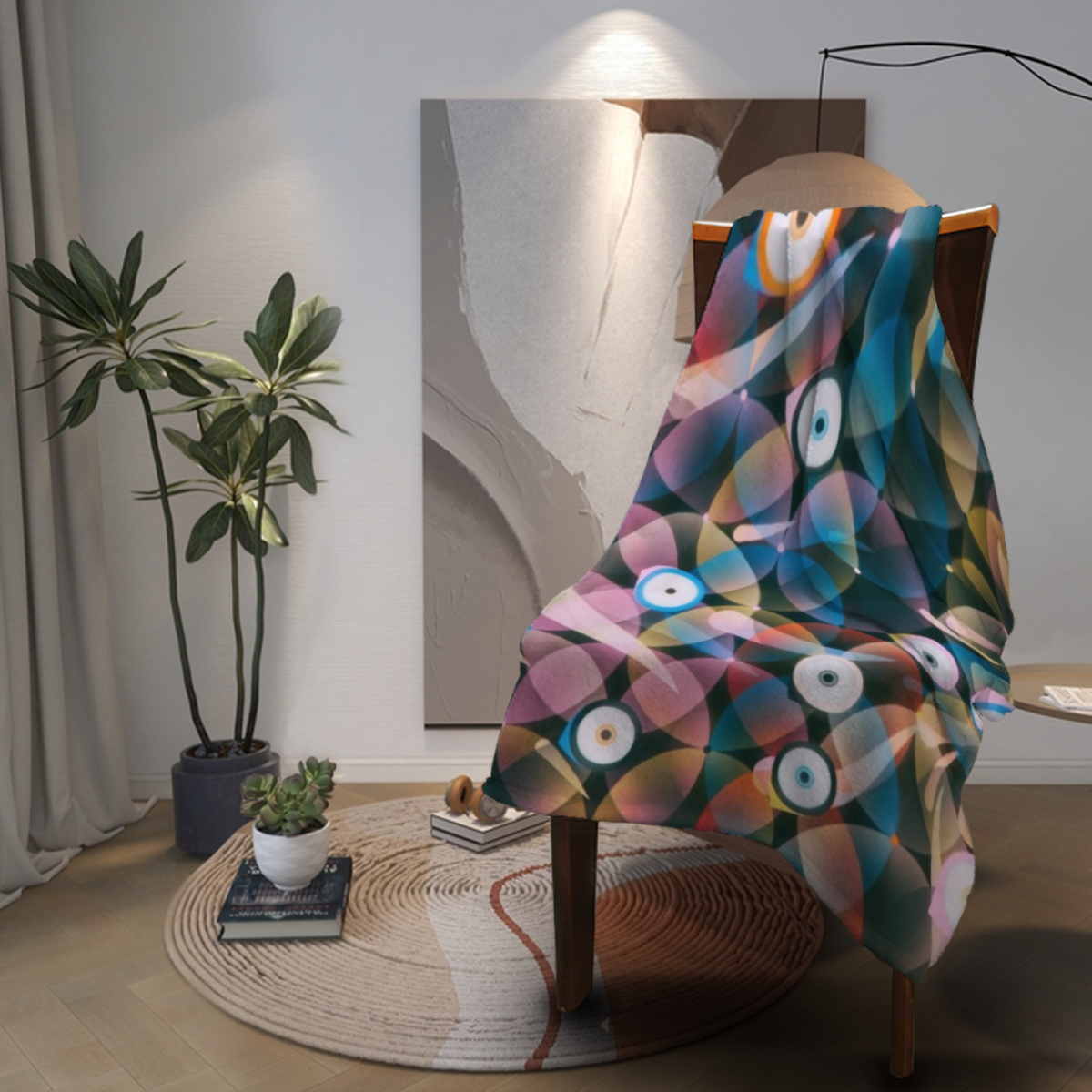 Prismatic Optical Circle Decorative Flannel Blanket