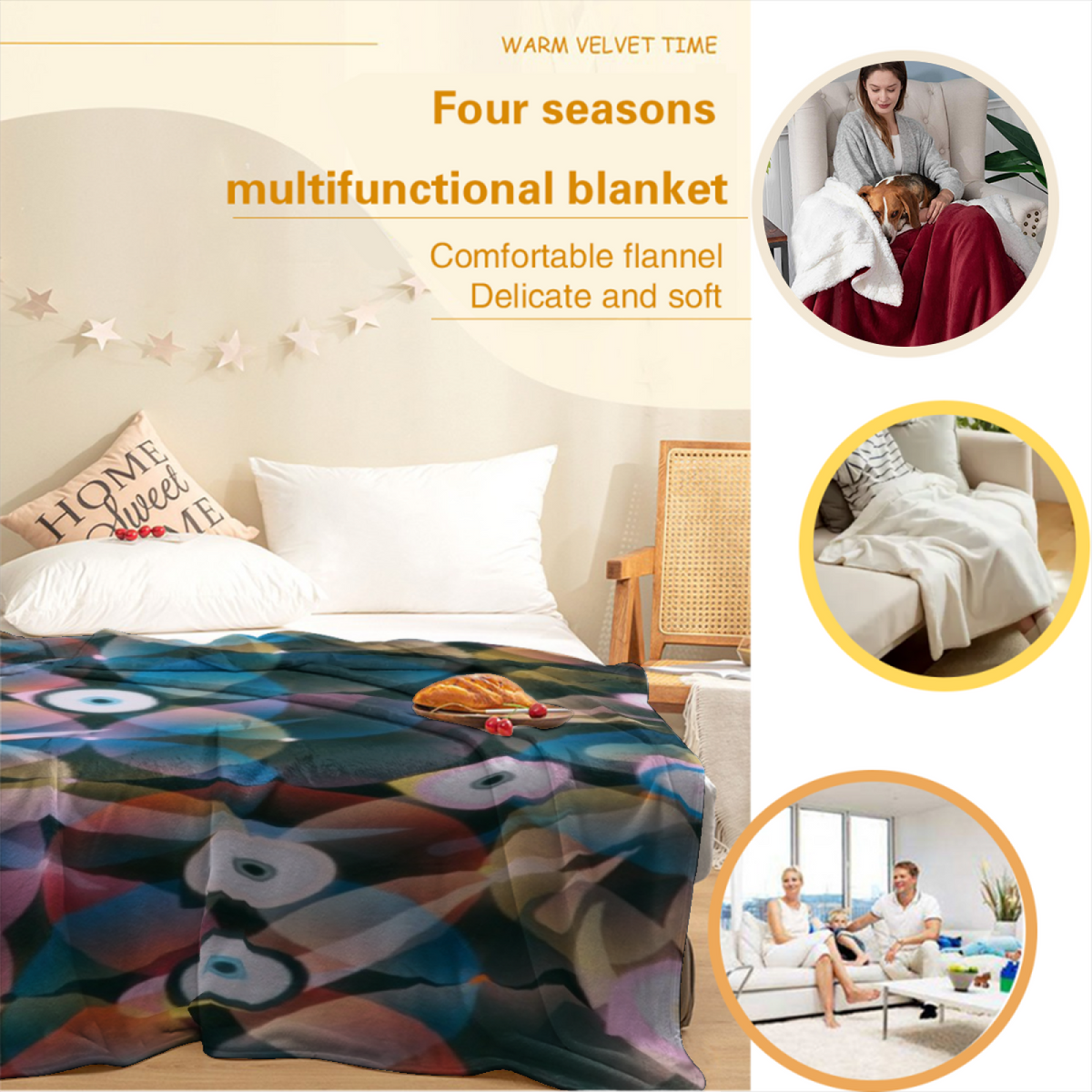 Prismatic Optical Circle Decorative Flannel Blanket