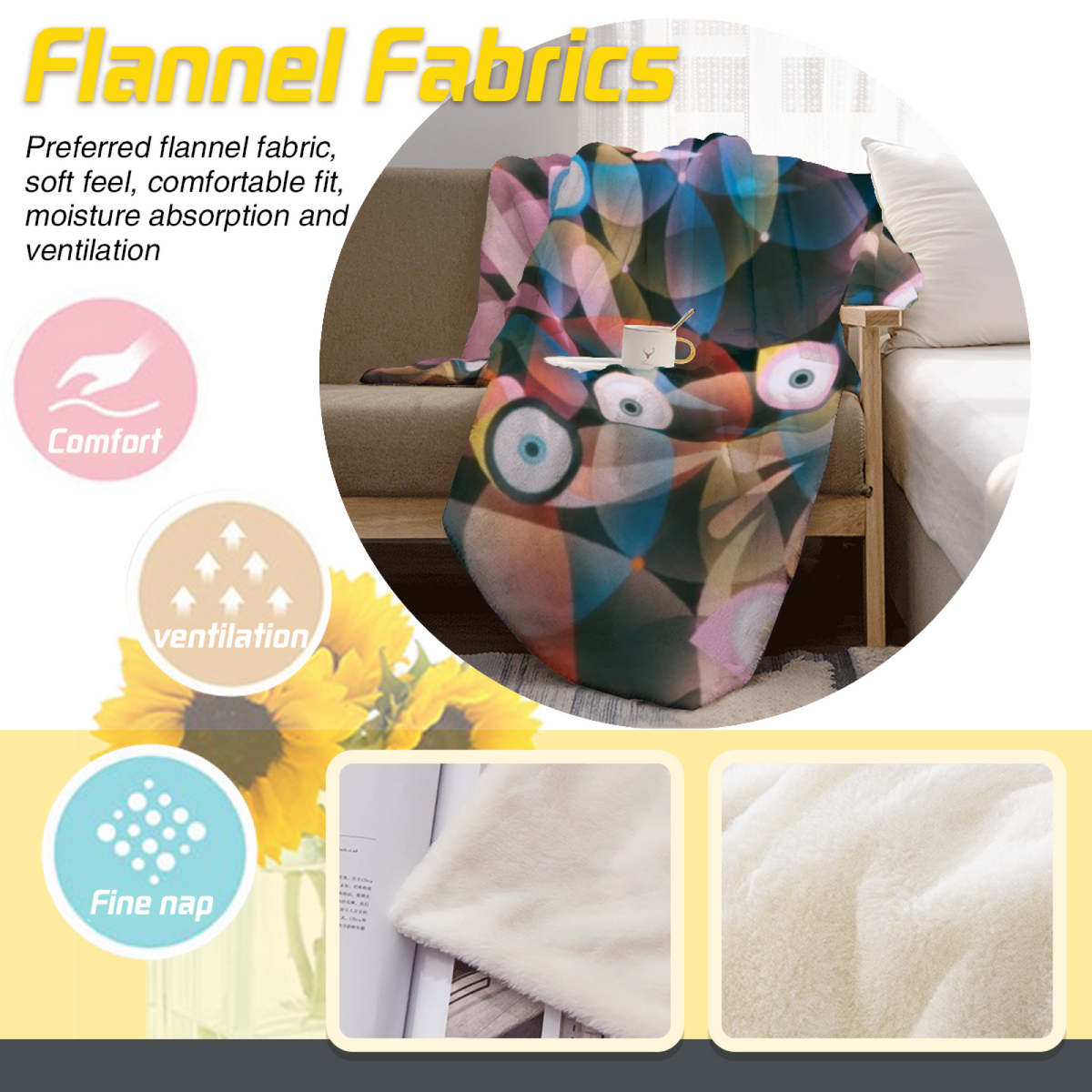Prismatic Optical Circle Decorative Flannel Blanket