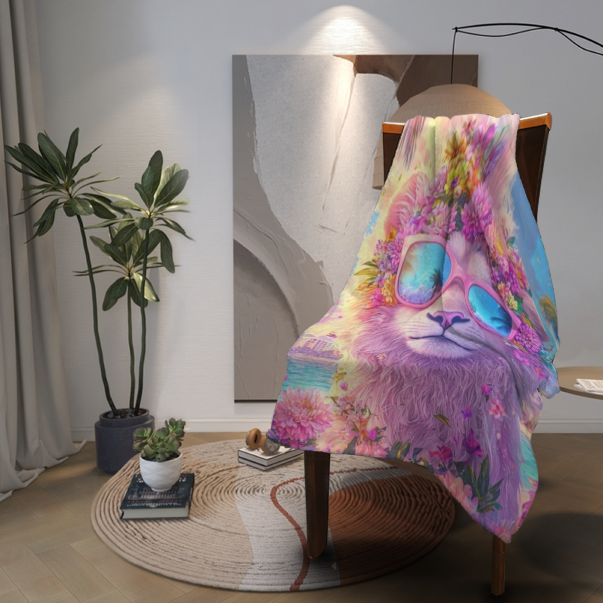 Earthy Neutral Dewdrop Carnival Soft Flannel Blanket ¨C Contemporary Pattern