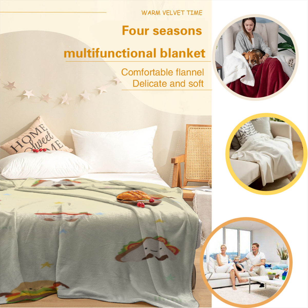 Luminous Solstice Home Accent Lightweight Flannel Throw ¨C Pastel Multicolor