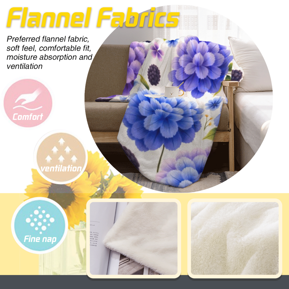 Soft Minimalist All-Season Flannel Blanket ¨C Coastal Grove Collection