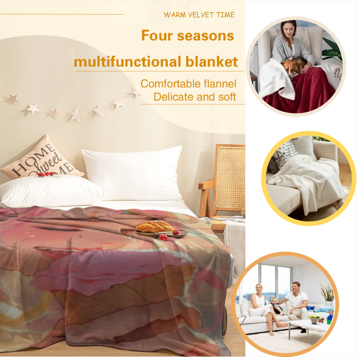 Cinnamon Petal Home Accent Soft Flannel Blanket ¨C Warm Coral