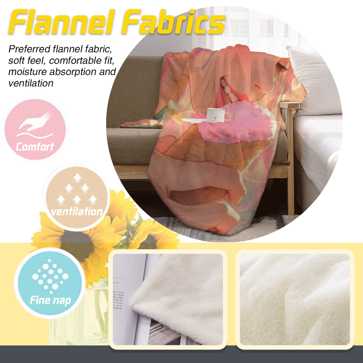 Cinnamon Petal Home Accent Soft Flannel Blanket ¨C Warm Coral