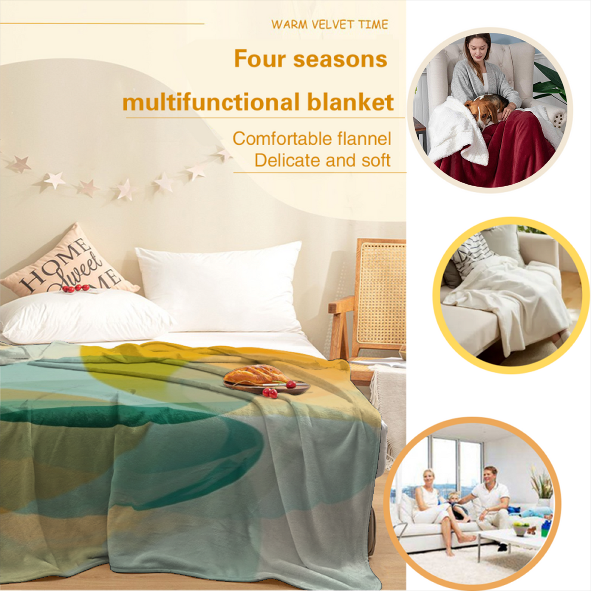 Meadow Echo Pastel Multicolor Art Decorative Flannel Blanket