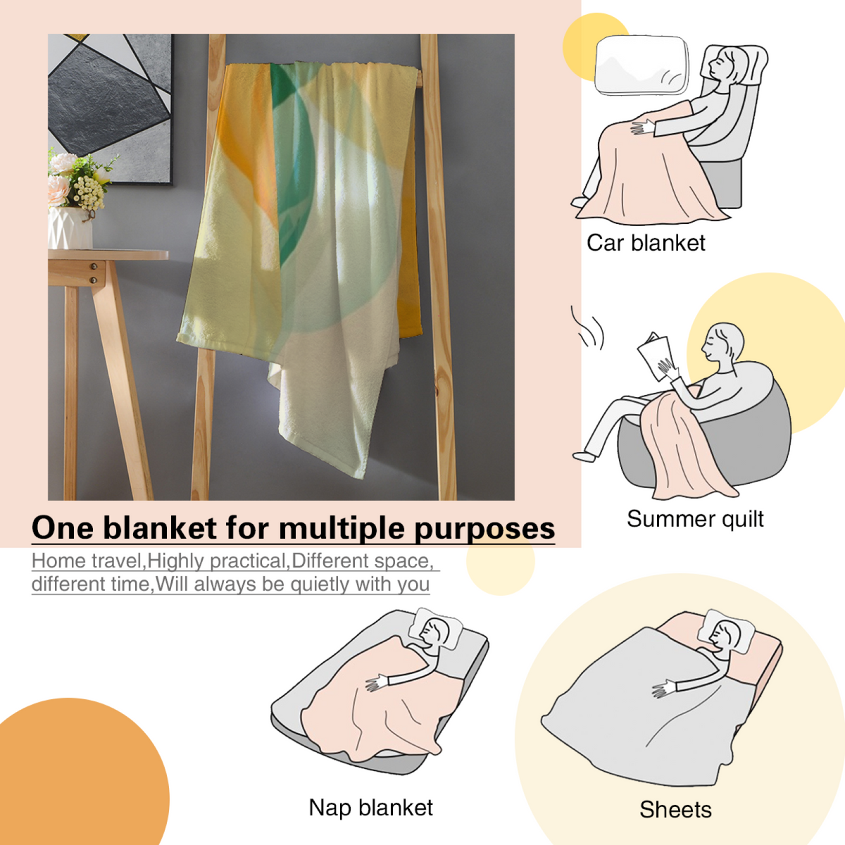 Meadow Echo Pastel Multicolor Art Decorative Flannel Blanket