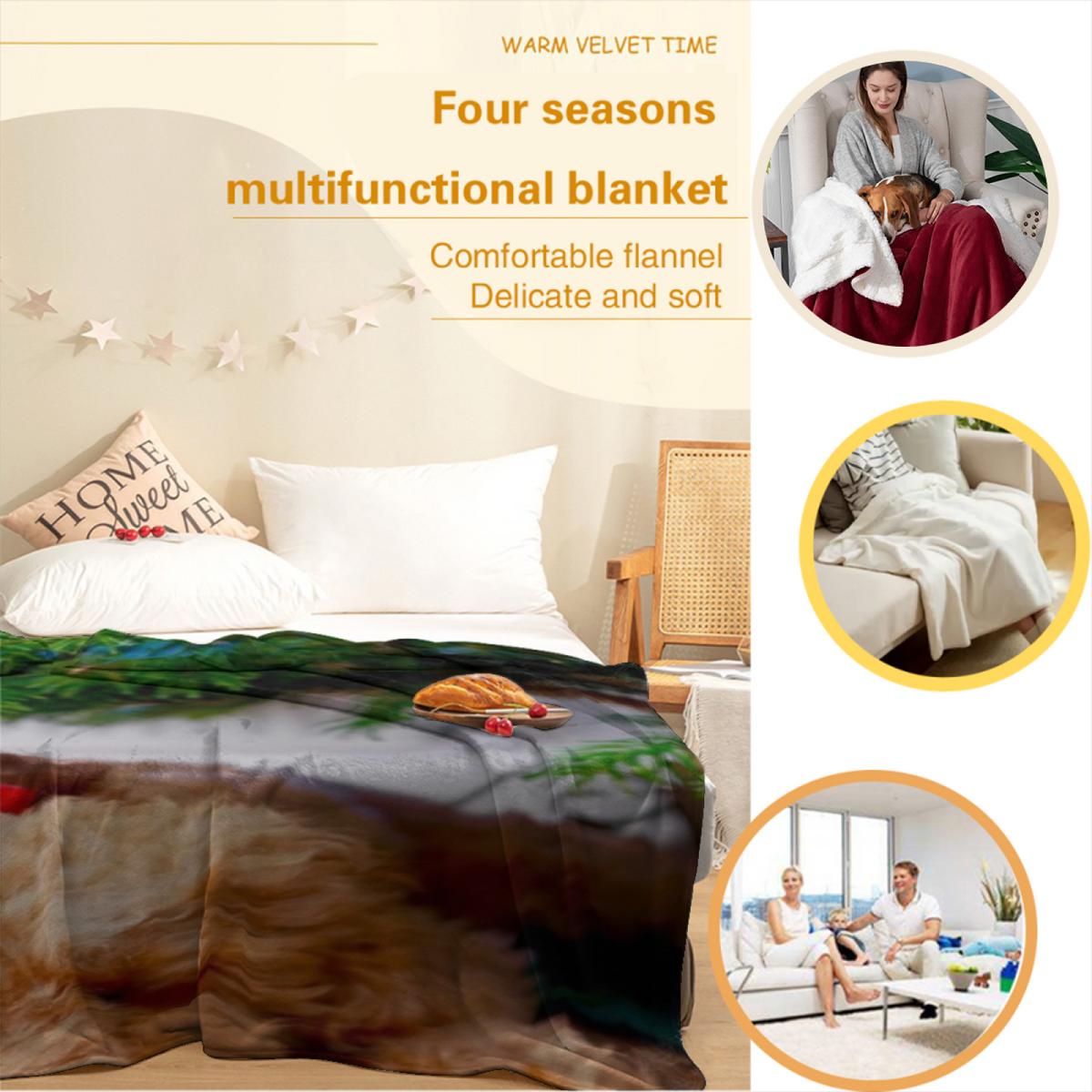 Dewdrop Hearth Home Accent Soft Flannel Blanket ¨C Warm Coral