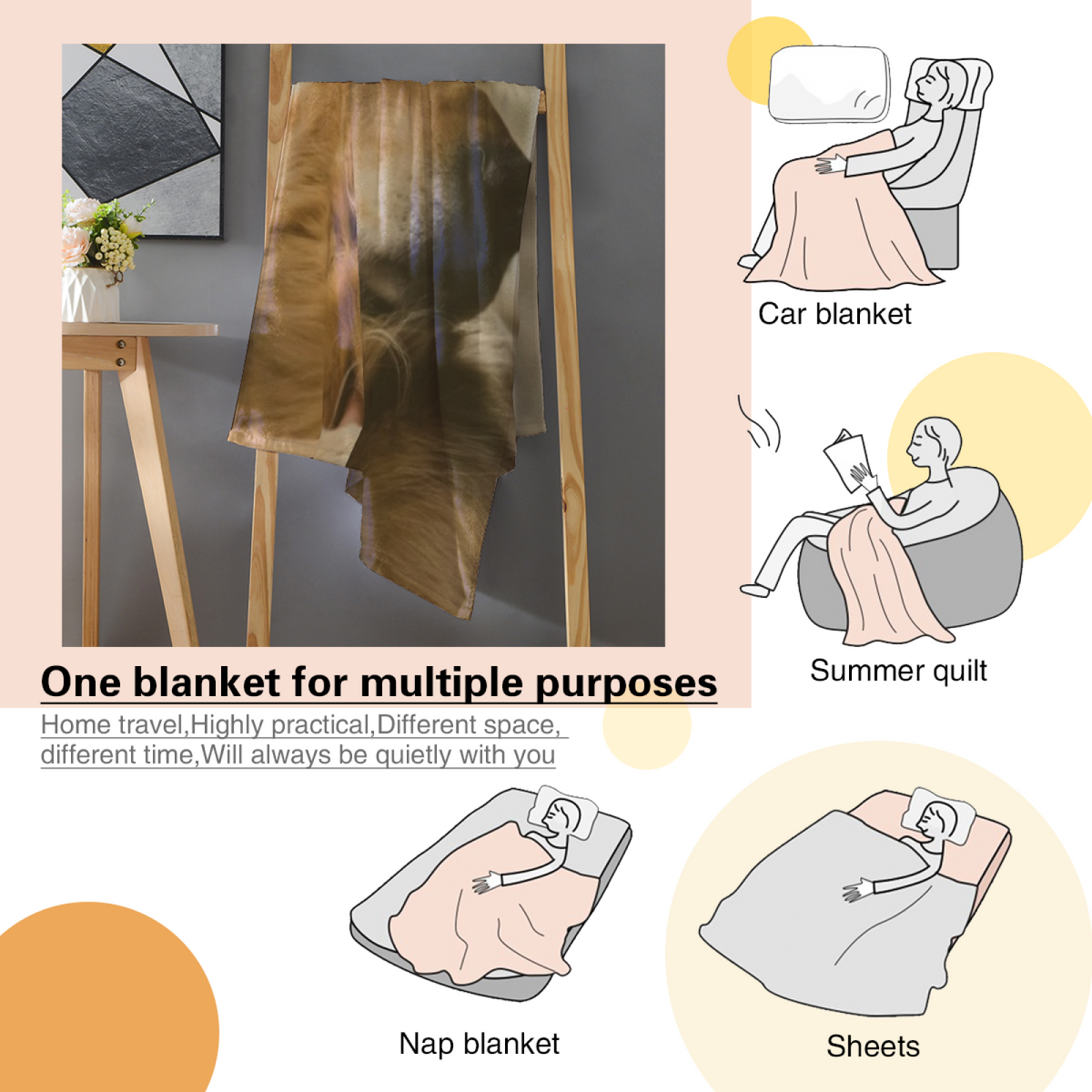 Playful Soft Neutral Coral Serenade Decorative Flannel Blanket