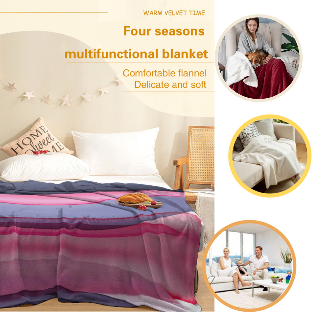 Soft Minimalist Plush Flannel Throw ¨C Burnished Tapestry Collection