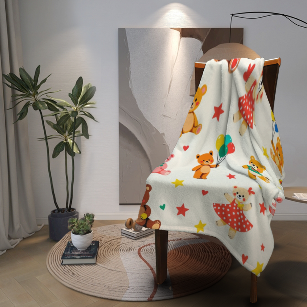 Alpine Sprout Muted Sage Art Flannel Throw Blanket